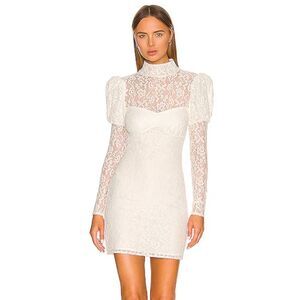 LPA Anita mini dress white lace puff sleeve from Revolve Sz XS NWOT $228